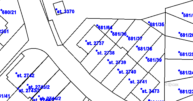 Parcela st. 2738 v KÚ Jičín, Katastrální mapa