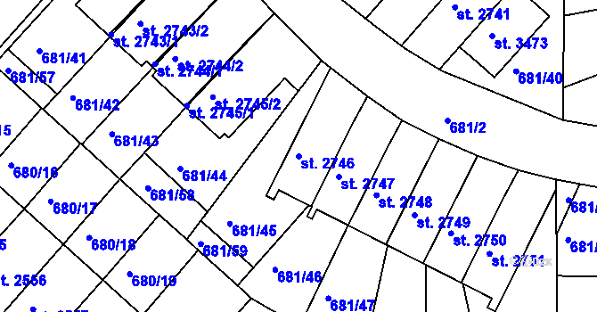 Parcela st. 2746 v KÚ Jičín, Katastrální mapa
