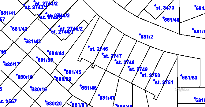 Parcela st. 2747 v KÚ Jičín, Katastrální mapa