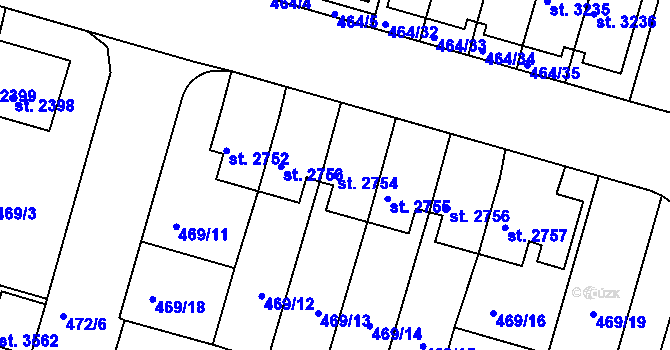 Parcela st. 2754 v KÚ Jičín, Katastrální mapa