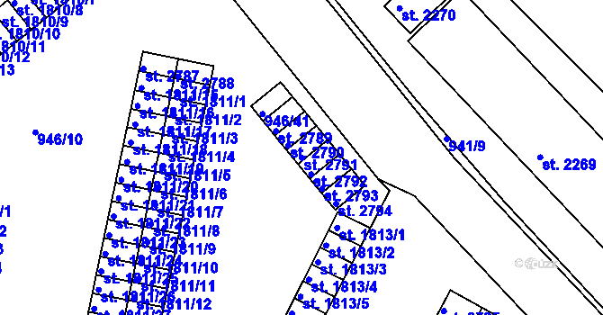 Parcela st. 2791 v KÚ Jičín, Katastrální mapa