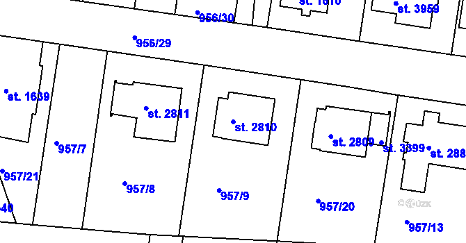 Parcela st. 2810 v KÚ Jičín, Katastrální mapa