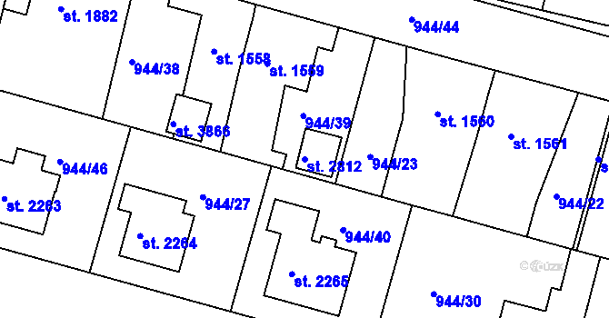 Parcela st. 2812 v KÚ Jičín, Katastrální mapa