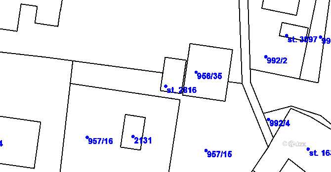 Parcela st. 2816 v KÚ Jičín, Katastrální mapa