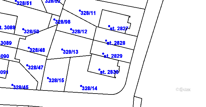 Parcela st. 2829 v KÚ Jičín, Katastrální mapa