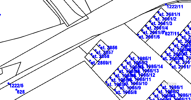 Parcela st. 2857 v KÚ Jičín, Katastrální mapa