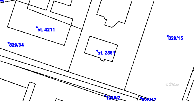 Parcela st. 2861 v KÚ Jičín, Katastrální mapa