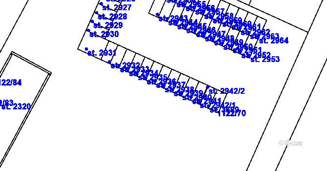Parcela st. 2938 v KÚ Jičín, Katastrální mapa