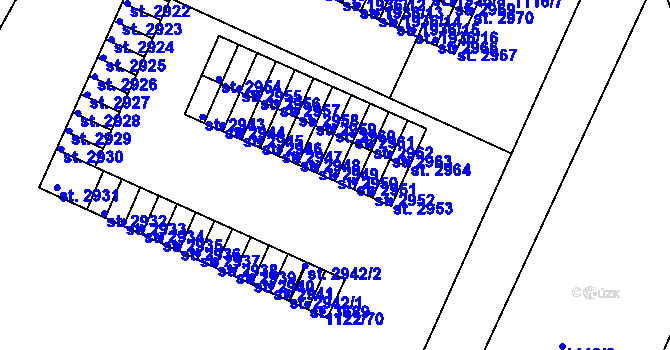 Parcela st. 2950 v KÚ Jičín, Katastrální mapa