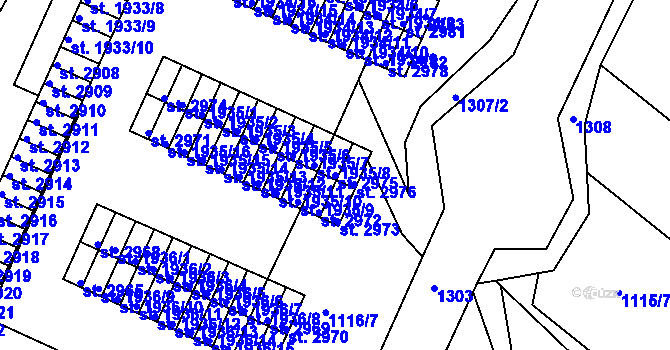 Parcela st. 2975 v KÚ Jičín, Katastrální mapa