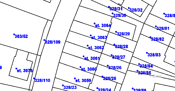 Parcela st. 3062 v KÚ Jičín, Katastrální mapa