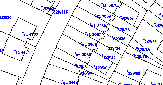Parcela st. 3066 v KÚ Jičín, Katastrální mapa