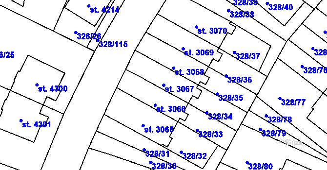 Parcela st. 3067 v KÚ Jičín, Katastrální mapa