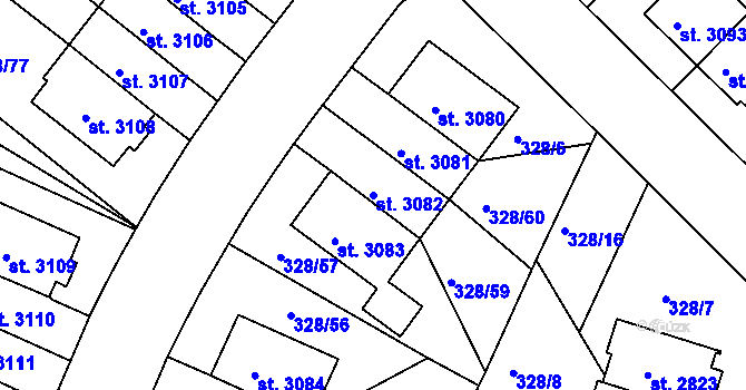 Parcela st. 3082 v KÚ Jičín, Katastrální mapa