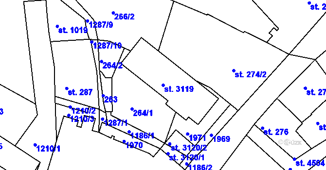 Parcela st. 3119 v KÚ Jičín, Katastrální mapa