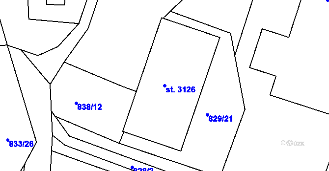 Parcela st. 3126 v KÚ Jičín, Katastrální mapa