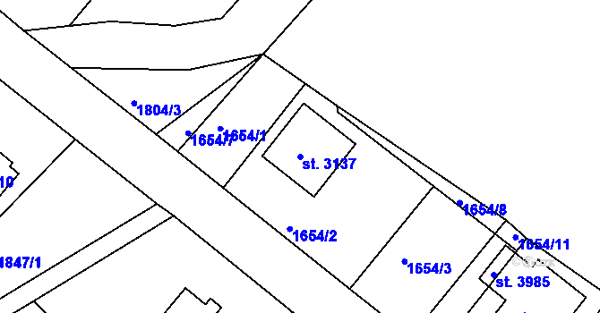 Parcela st. 3137 v KÚ Jičín, Katastrální mapa