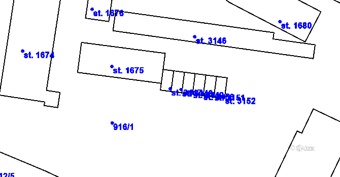 Parcela st. 3147 v KÚ Jičín, Katastrální mapa