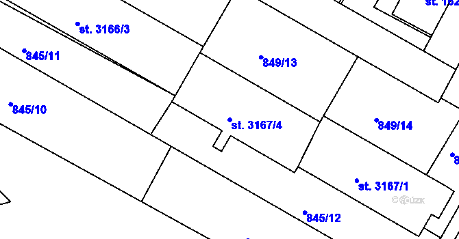 Parcela st. 3167/4 v KÚ Jičín, Katastrální mapa