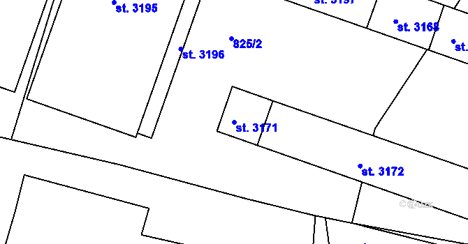 Parcela st. 3171 v KÚ Jičín, Katastrální mapa
