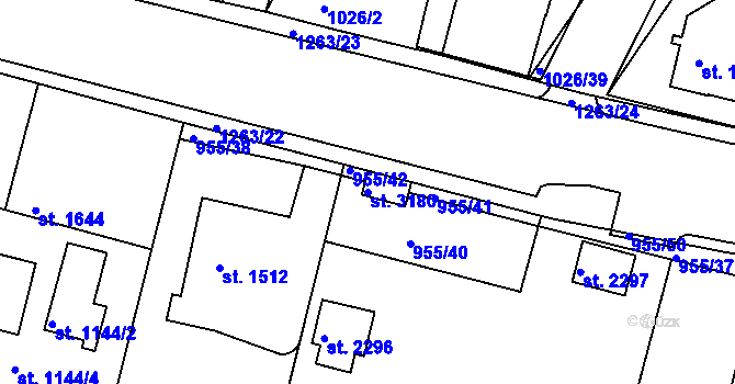 Parcela st. 3180 v KÚ Jičín, Katastrální mapa