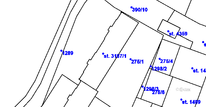Parcela st. 3187/1 v KÚ Jičín, Katastrální mapa