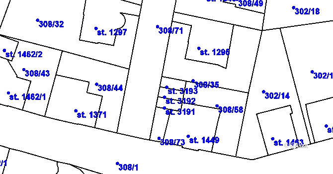 Parcela st. 3193 v KÚ Jičín, Katastrální mapa