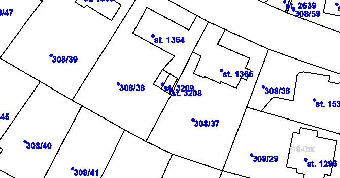 Parcela st. 3208 v KÚ Jičín, Katastrální mapa