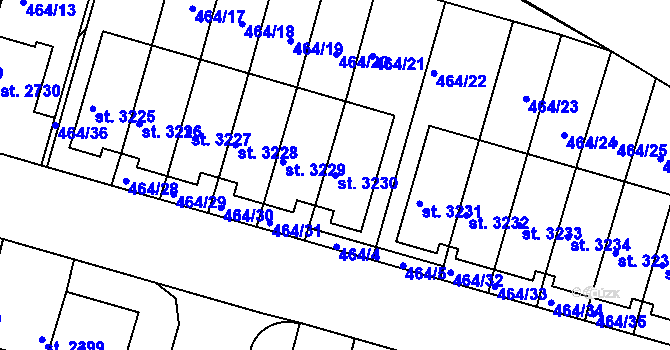 Parcela st. 3230 v KÚ Jičín, Katastrální mapa