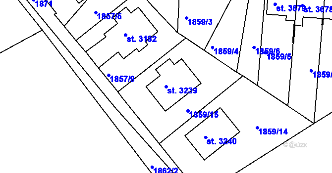 Parcela st. 3239 v KÚ Jičín, Katastrální mapa