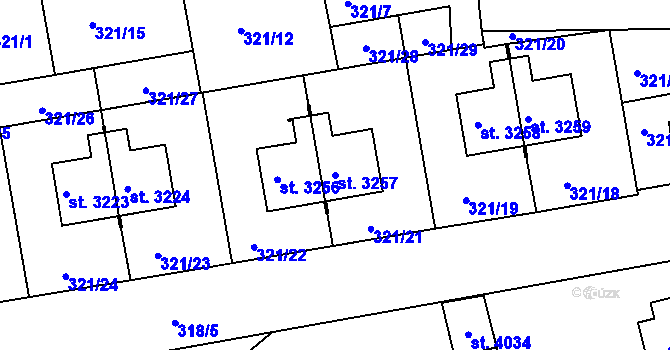 Parcela st. 3257 v KÚ Jičín, Katastrální mapa