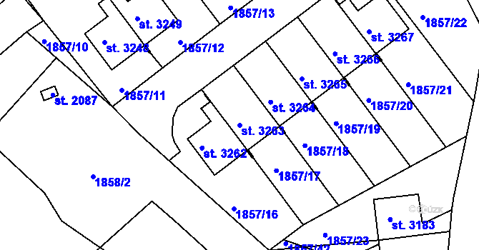 Parcela st. 3263 v KÚ Jičín, Katastrální mapa
