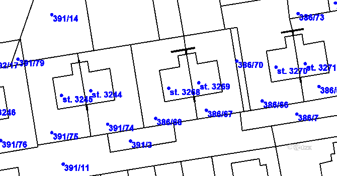 Parcela st. 3268 v KÚ Jičín, Katastrální mapa