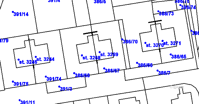 Parcela st. 3269 v KÚ Jičín, Katastrální mapa