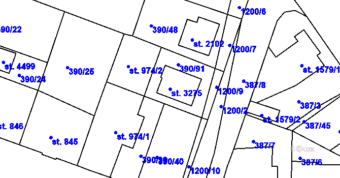 Parcela st. 3275 v KÚ Jičín, Katastrální mapa