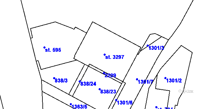 Parcela st. 3297 v KÚ Jičín, Katastrální mapa
