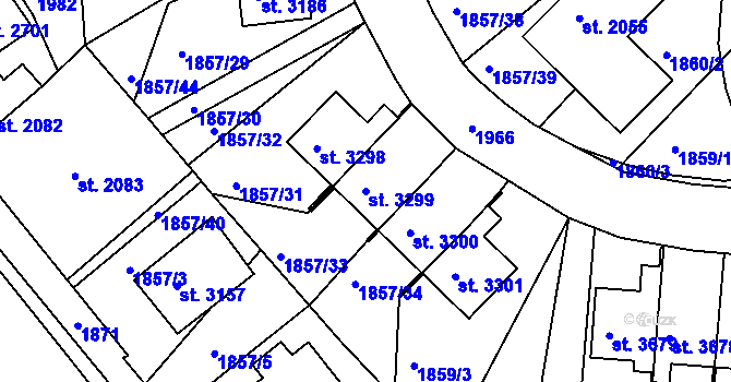Parcela st. 3299 v KÚ Jičín, Katastrální mapa