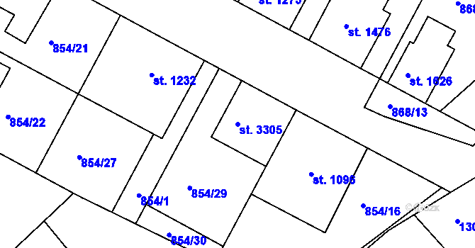 Parcela st. 3305 v KÚ Jičín, Katastrální mapa