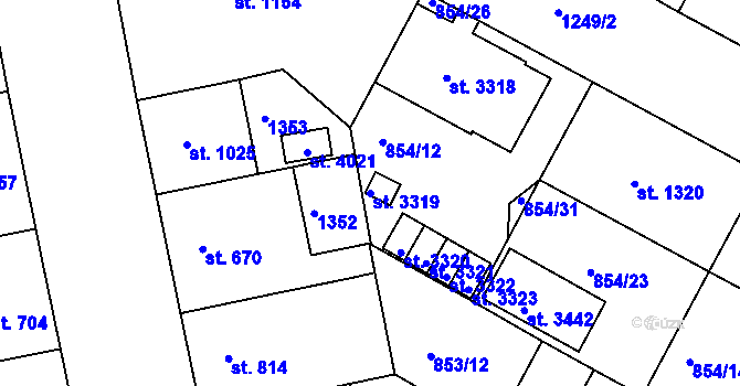 Parcela st. 3319 v KÚ Jičín, Katastrální mapa