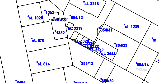 Parcela st. 3321 v KÚ Jičín, Katastrální mapa