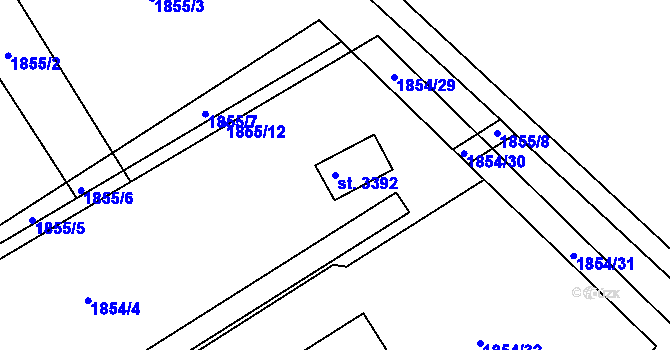 Parcela st. 3392 v KÚ Jičín, Katastrální mapa