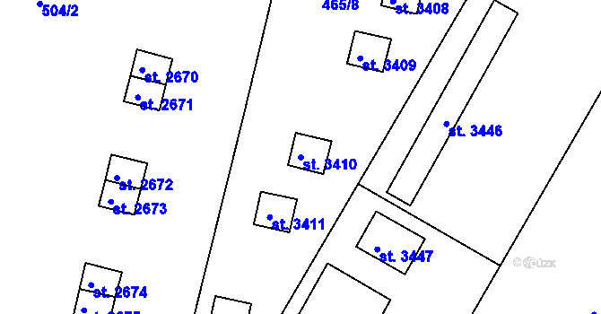 Parcela st. 3410 v KÚ Jičín, Katastrální mapa