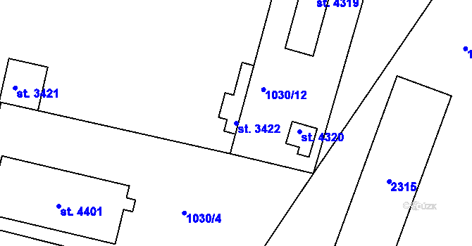 Parcela st. 3422 v KÚ Jičín, Katastrální mapa