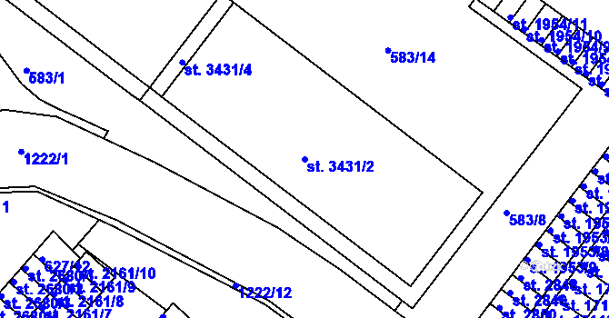 Parcela st. 3431/2 v KÚ Jičín, Katastrální mapa