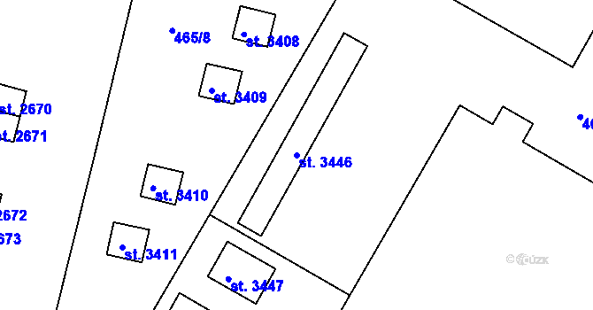 Parcela st. 3446 v KÚ Jičín, Katastrální mapa