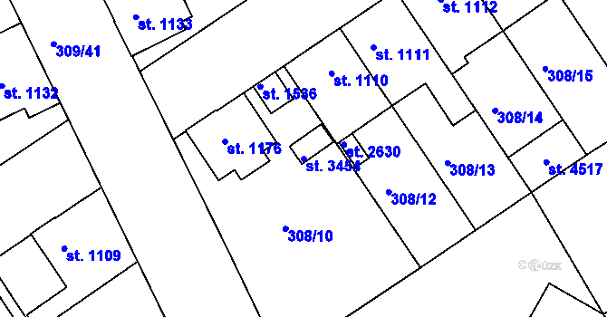 Parcela st. 3454 v KÚ Jičín, Katastrální mapa