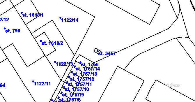 Parcela st. 3457 v KÚ Jičín, Katastrální mapa