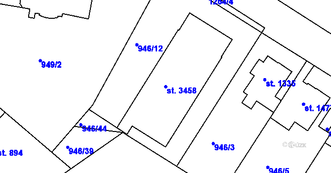 Parcela st. 3458 v KÚ Jičín, Katastrální mapa