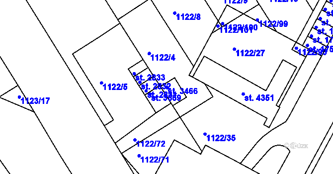 Parcela st. 3466 v KÚ Jičín, Katastrální mapa