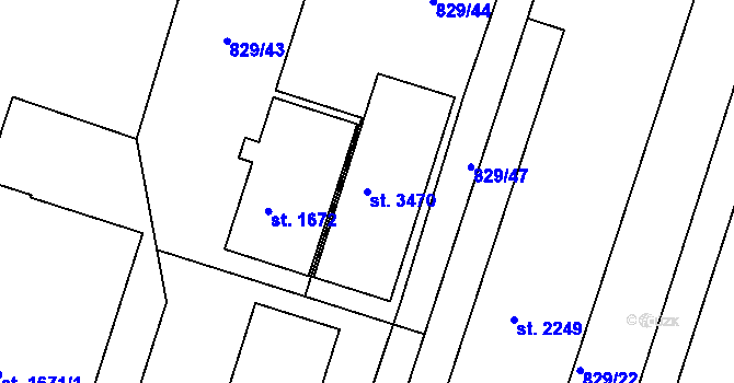 Parcela st. 3470 v KÚ Jičín, Katastrální mapa